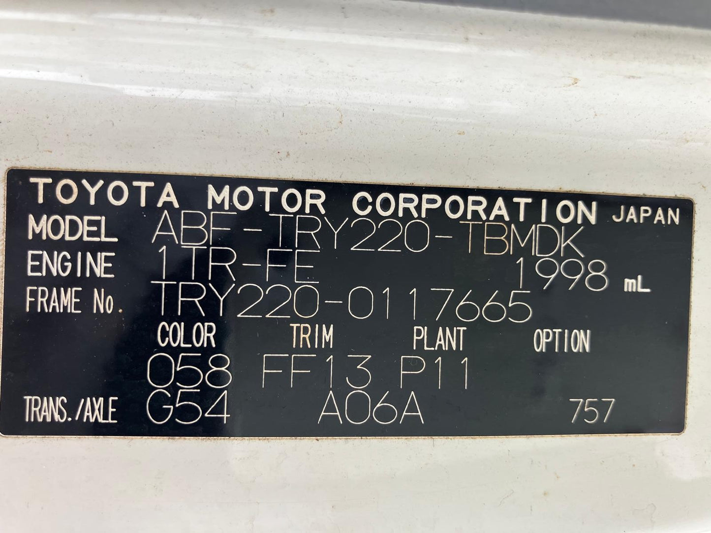 937 TOYOTA DYNA TRUCK 1.25T SINGLE JUST LOW 2018 TRY220-0117665