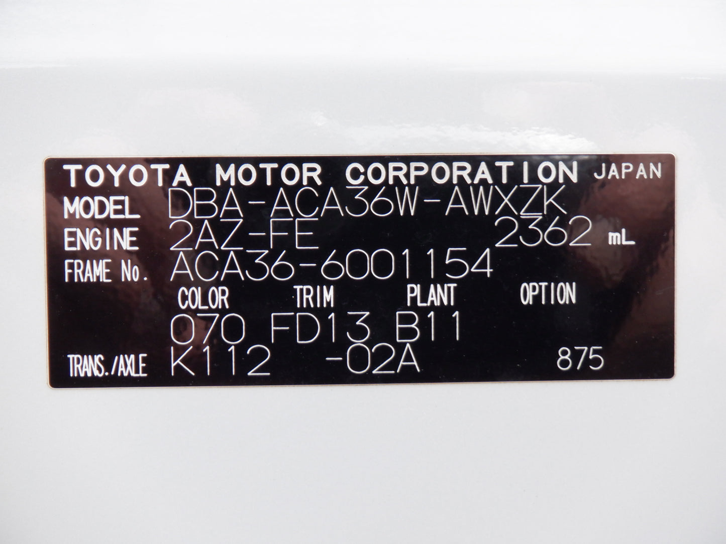 1035 TOYOTA RAV4 STYLE 2015 ACA36-6001154