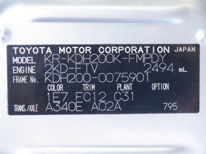 1000 TOYOTA HIACE VAN DX 2007 KDH200-0075901