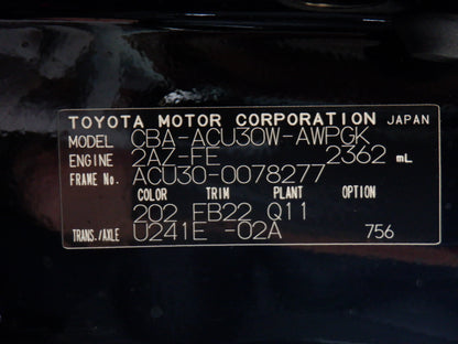 1050 TOYOTA HARRIER 240G 2007 ACU30-0078277