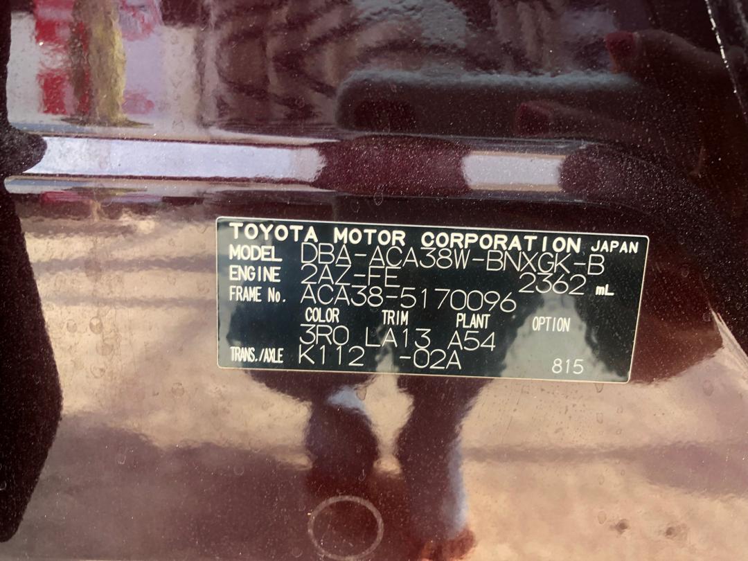 847	TOYOTA	VANGUARD 240S G PACKAGE 2010 ACA38-5170096 DIRECT SHIPMENT FROM TOYOTA DEALER IN JAPAN