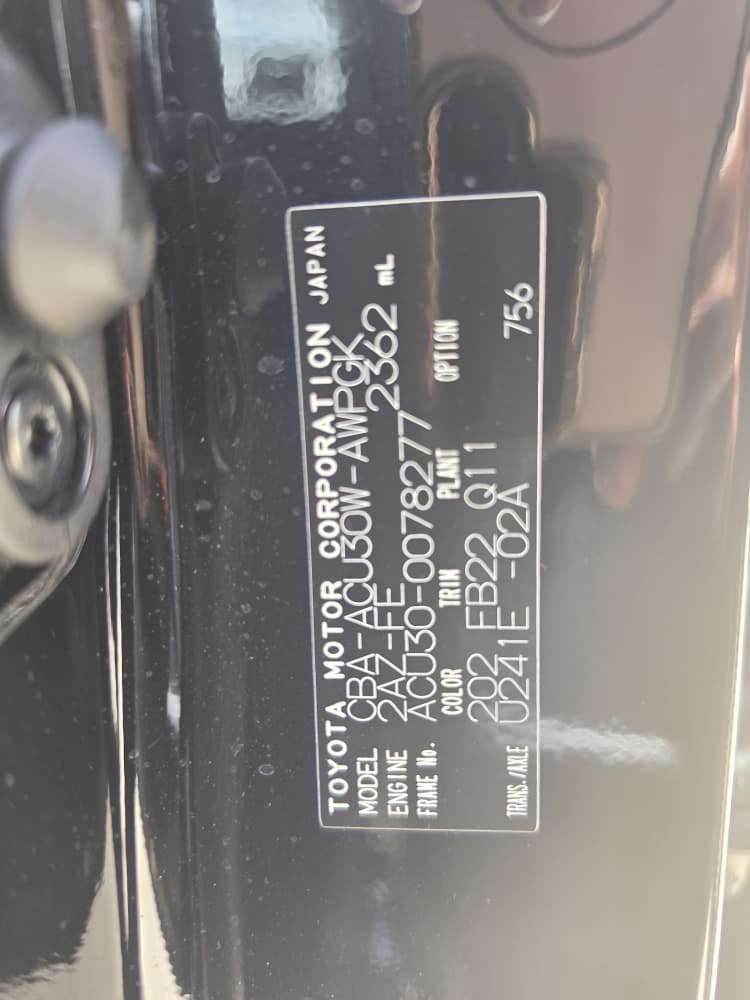 1050 TOYOTA HARRIER 240G 2007 ACU30-0078277