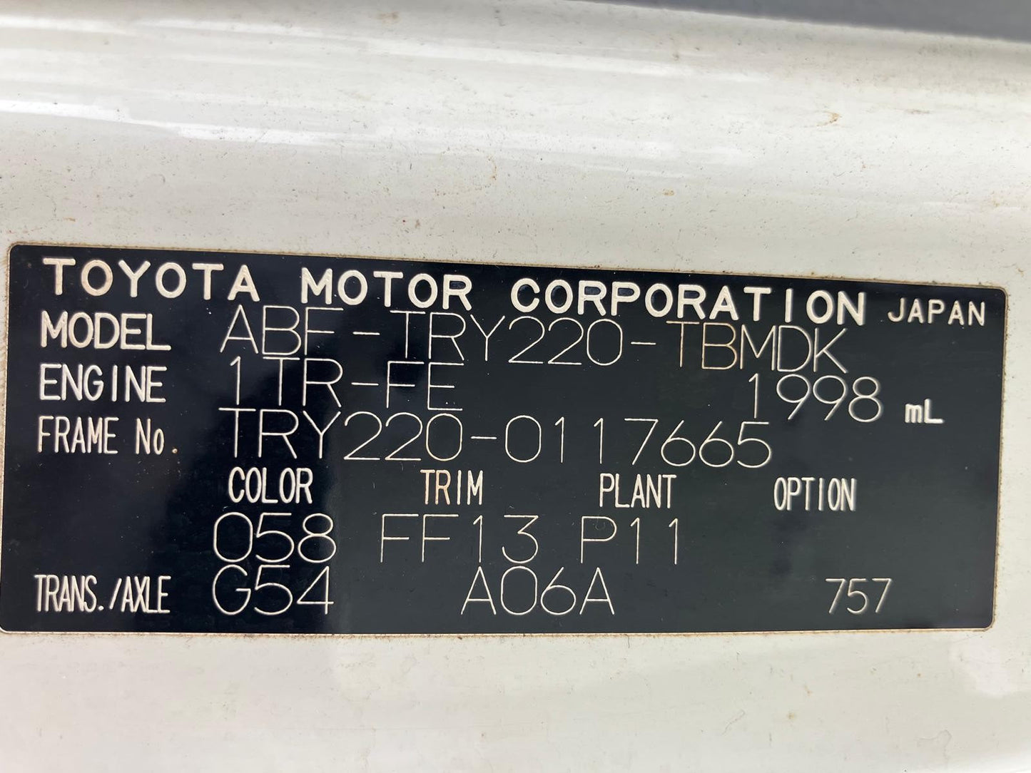 938 TOYOTA DYNA TRUCK 1.25T SINGLE JUST LOW 2018 TRY220-0117665